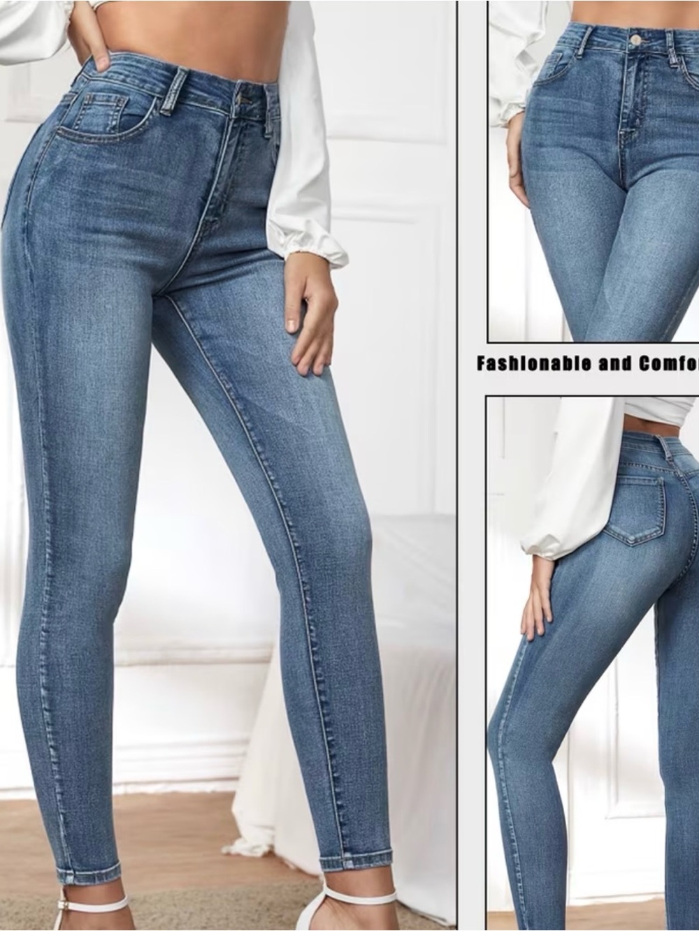 Lot of 3 pairs - Classic High-Waist Blue Skinny Jeans - Women